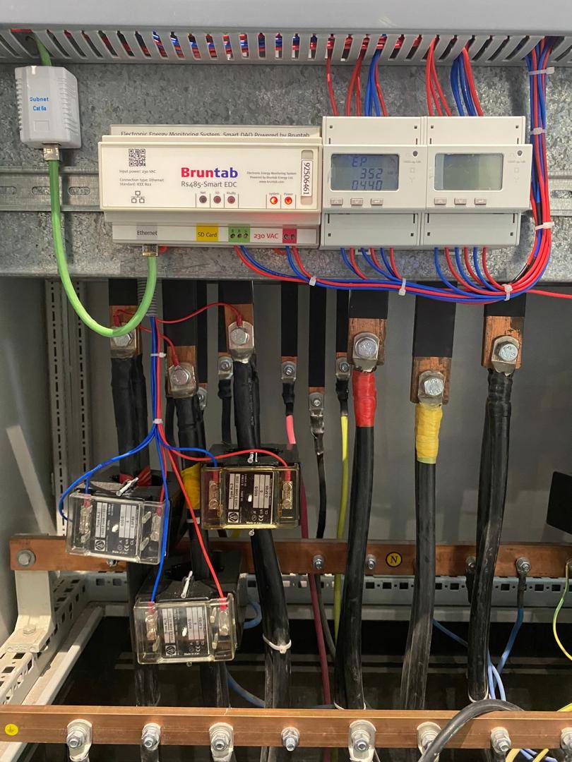 Electrical panel equipped with Bruntab metering and data logger equipment
